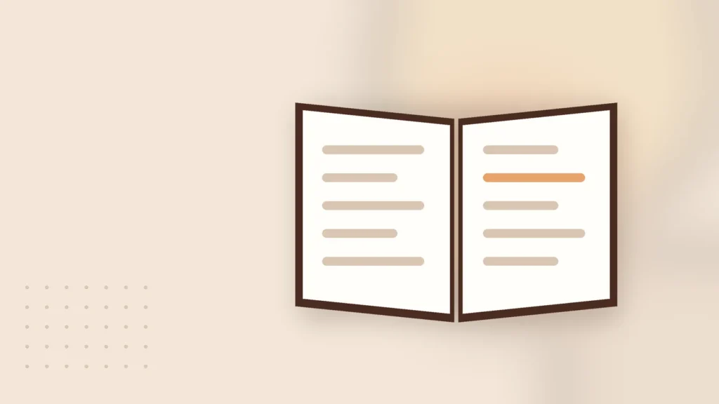 Illustration: an open notebook with lines of notes